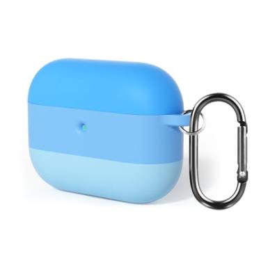 Imagem de GANGANPRO Compatível com Air-Pods Pro 3 (2025) Capa de silicone gradiente Capa protetora de silicone macio com acessórios de chaveiro para mulheres e homens - Azul gradiente