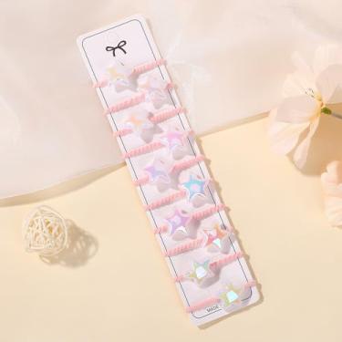 Imagem de 10 peças de laços de cabelo bonitos desenhos animados amor coração estrela bola redonda suporte elástico rabo de cavalo faixa de cabelo faixa de borracha headwear cordas