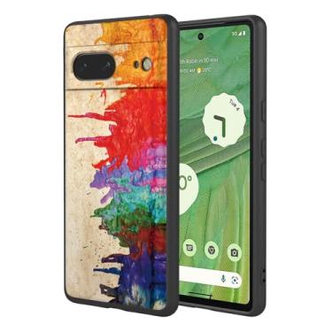 Imagem de OEURVQO Capa artística para Google 7, capa de silicone líquido de toque macio com forro fofo, compatível com carregamento sem fio, capa protetora para Google Pixel 7, aquarela preta