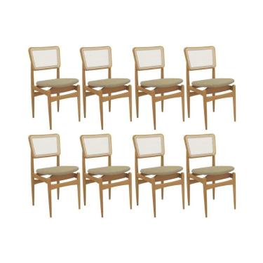 Imagem de Cadeira Sala De Jantar Stela 1cmm013ca Premium Madeira Maciça Kit 8 Un Carvalho-boucle Bege-tela Bege - Kappesberg