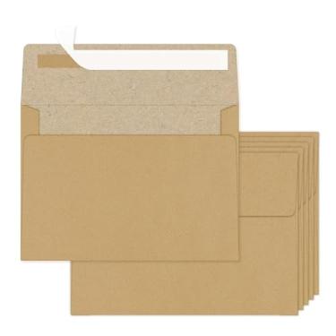 Imagem de Ouzoustate Envelopes A2 Kraft Pacote com 100 envelopes de convite 4,375 x 14,75 cm, autoselados para festa de aniversário de casamento, chá de bebê, notas de agradecimento, cartões comemorativos