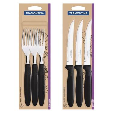 Imagem de Jogo Garfos E Facas Ipanema Preto Com 6 Unidades Tramontina