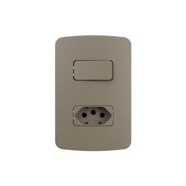 Imagem de Interruptor Simples 10a E Tomada 2p+t 20a Margirius B3 Colors Com Placa 4x2 Argila Argila
