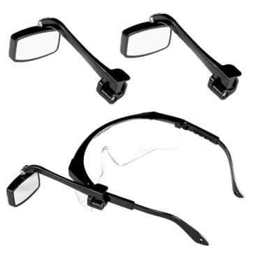 Imagem de Saysurey Pacote com dois espelhos de capacete para óculos de ciclismo ou capacete, ajustável em 360°, espelho retrovisor leve de 18 g, clipe de segurança para óculos de visão grande angular