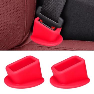 Imagem de SWQS Suporte de fivela de cinto de segurança 2 peças, reforço de fivela de cinto de segurança traseiro de carro de silicone para fácil acesso, capa de proteção de fivela de cinto de segurança