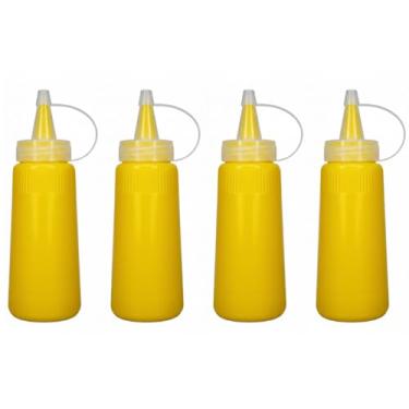 Imagem de Kit C/4 Bisnagas Plástico Ketchup, Maionese E Mostarda 200ml (Mostarda)