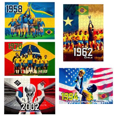 Imagem de Kit Coleção 5 quebra-cabeças 60 peças Brasil Campeão das Copas