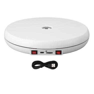 Imagem de Suporte de exibição rotativo 10 Polegada 55lbs carga 360 graus suporte de exibição de mesa giratória elétrica com luz para relógio de jóias branco
