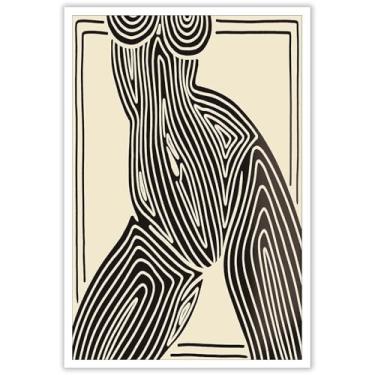 Imagem de Boho Line Retrato Arte de Parede Corpo Abstrato Tela Posters Minimalista Estética Raia Estética Impressão Pintura para Sala de Estar Quarto Decoração de Parede 30,5 x 40,6 cm Unframe