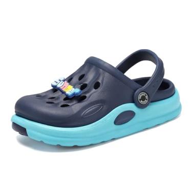 Imagem de RiverValley Chinelo infantil de desenho animado bonito jardim leve durável sapatos infantis meninos meninas chinelos deslizantes interior exterior crianças chuveiro água praia piscina sandálias, Azul