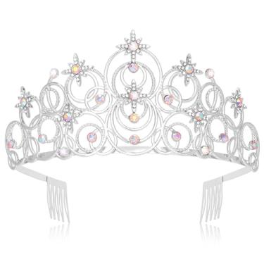 Imagem de Uintoon Tiaras de coroa de princesa para meninas, tiara de bolha de prata, tiara de cristal, coroa de rainha, faixa de cabeça, formatura, festa de aniversário, casamento, Halloween, acessórios para