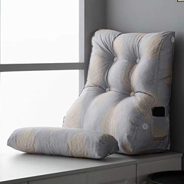 Imagem de GAORUIFENG Travesseiro de encosto, almofada de leitura, cunha, adulto, encosto com bolsos, suporte para as costas para sentar na cama/sofá (C2 45 * 30 * 55 cm)
