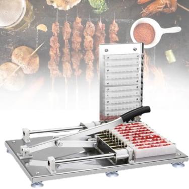 Imagem de JYXYXSCP Máquina multifuncional de espeto de carne para churrasco, espeto de carne de churrasco, máquina de espeto de carne de churrasco portátil rápido/10 furos