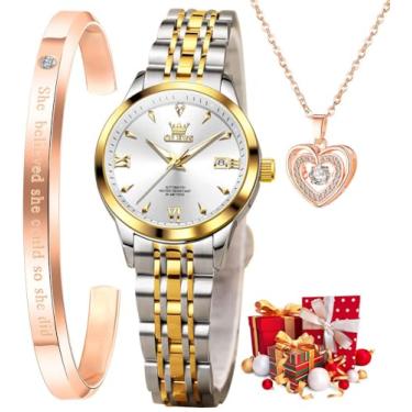 Imagem de OLEVS Relógios femininos automáticos esqueleto céu estrelado relógio feminino prata ouro rosa mecânico luxo vestido de negócios diamante luminoso relógios de pulso à prova d'água, L9956: pulseira