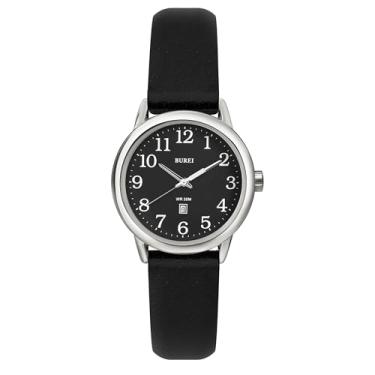 Imagem de BUREI Relógio feminino preto com pulseira de couro, simples luminoso, relógio unissex (todo preto)