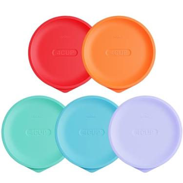 Imagem de Tampas de substituição para Pyrex 7201-PC 4 xícaras, tampa de silicone redonda de armazenamento para tigela de vidro âncora, pacote com 5 cores mistas