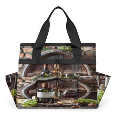 Imagem de Sacola vintage de jardinagem de uvas para vinho com alça e 10 bolsos espaçosos, organizador de transporte, caixa de ferramentas de armazenamento resistente ao desgaste e reutilizável para jardim ao ar