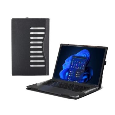 Imagem de Capa para laptop Lenovo ThinkBook 14 Gen 9 | ThinkBook 14 G9 AHP/IRL 14 polegadas capa protetora de couro PU capa removível (cinza escuro)