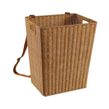 Imagem de Fenteer Mochila de grande capacidade, cesta versátil para compras de supermercado com alças duplas, cesta leve para colheita de frutas, Marrom Claro