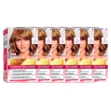 Imagem de Kit 6 L'Oréal Paris Coloração Imédia Excellence 7 Louro Natural-Unissex