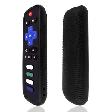 Imagem de Capa protetora universal de silicone para controle remoto Roku Voice – à prova de choque, poeira e lavável – serve na maioria dos modelos de controle Roku da TCL Smart TV (preto)