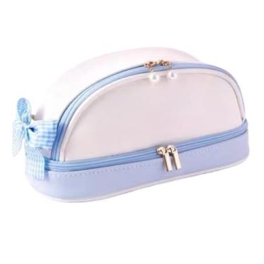 Imagem de Estojos com compartimentos，Estojos de grande capacidade，Estojo De Lápis Dupla Camada De Grande Capacidade(Azul)