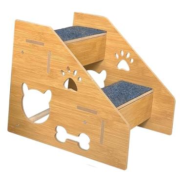 Imagem de predolo Escada de madeira para cães e gatos, antiderrapante, ideal para animais de estimação, incluindo casinha e degrau para gatos idosos. Perfeita para usar, 2 Camadas