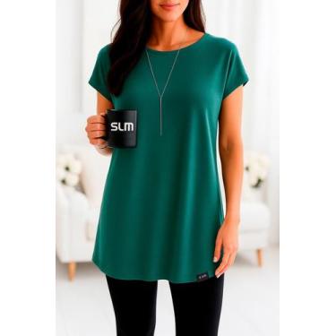 Imagem de Vestido Camisetão Slim Fitness Feminino Casual Verão, Verde água, M
