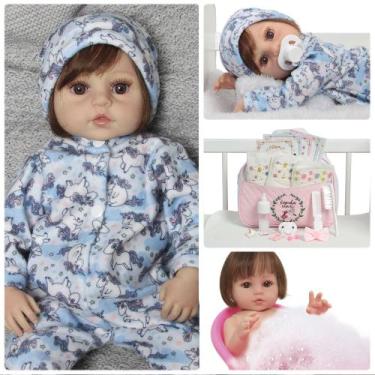 Imagem de Bebe Reborn Fio a Fio Menina Princesa 46cm Com Bolsa Itens - Cegonha R