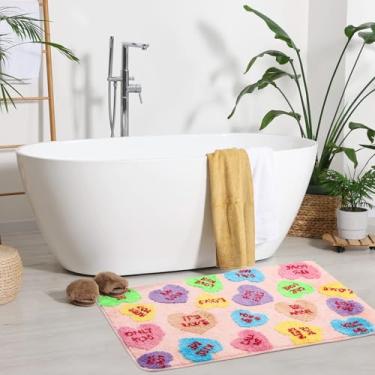 Imagem de Dunzy Tapete de porta de coração para conversação dos namorados, 91 x 61 cm, dia dos namorados, coração, decoração casual, pilha baixa, decoração de festa para cozinha interna e externa