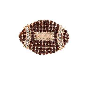 Imagem de Broche de futebol com strass para mulheres e homens delicados pinos de cristal bola americana rugby basquete vôlei beisebol esportes coleção de joias presentes, Large, Liga de aço, Zircônia cúbica