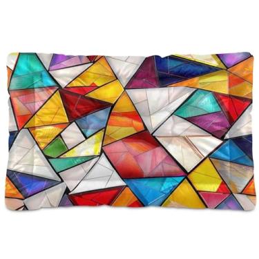 Imagem de Wassud Cama de cachorro estilo vitral para cães pequenos, tapete lavável para animais de estimação, cama de gato para dormir, viagens, 45 x 61 cm