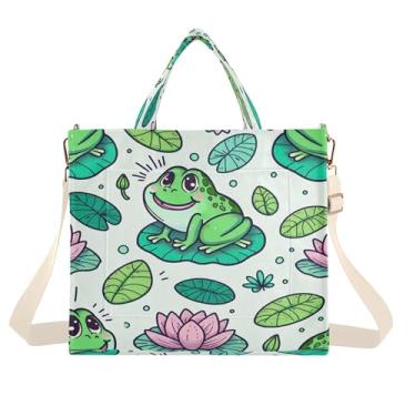 Imagem de Burbuja Sacola feminina Cute Frogs, bolsa tiracolo de veludo cotelê, bolsa tiracolo para compras, trabalho, viagem, P, B143, Small