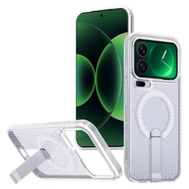 Imagem de LTLMYDAM Capa vazada para Xiaomi 17 Pro Max/17 Pro/17, capa magnética de dissipação de calor com suporte ajustável, capa ultrafina à prova de choque, branca, 17