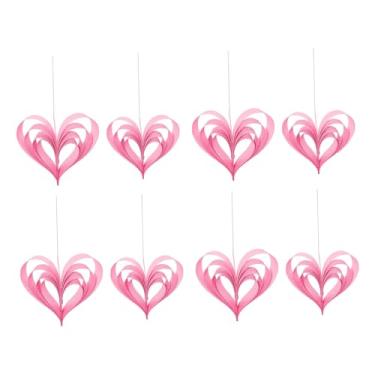 Imagem de MotiveTech Guirlanda de Corações de Papel com 8 Peças, Enfeites de Coração 3D para Pedido de Casamento, Noivado, Festas, Casamento e Chá de Panela, Rosa