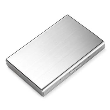 Imagem de Carteira masculina de aço inoxidável para cartão de crédito fina de metal com proteção RFID, carteira com fecho magnético antifurto, Prata, Tendência