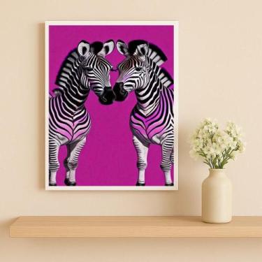 Imagem de Quadro Pop Art - Zebras Roxas 45X34Cm Mold Preta - Quadros On-Line