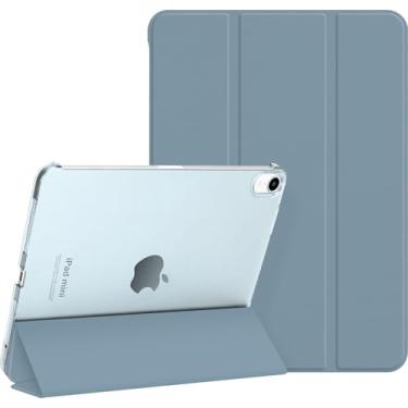 Imagem de Dwopar Capa para iPad mini 7 (A17 Pro), suporte inteligente fino com três dobras para iPad mini 7ª/6ª geração de 8,3 polegadas 2024/2021, capa traseira fosca translúcida de policarbonato rígido com