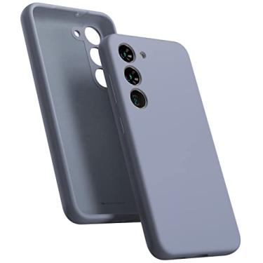 Imagem de GOOSPERY Capa de silicone líquido projetada para Galaxy S23 (6,1 polegadas), proteção de corpo inteiro de toque macio e sedoso com [forro de microfibra macio] capa à prova de choque - cinza lavanda