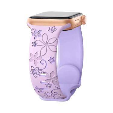 Imagem de Pulseira De Silicone Gravada Para Apple Watch Série 9 7 6 5 4 3 2 1 SE