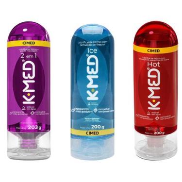 Imagem de Kit Gel Lubrificante Íntimo Kmed Ice + 2Em1 + Hot 200ml cada - CIMED