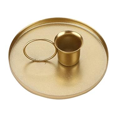 Imagem de RiToEasysports Titular de Vela de Ferro Forjado Artístico, Base de Apoio Sólido para Velas, Design Antigo para Soleiras de Janelas, Decorações de Mesa, Matt Black (Dourado)