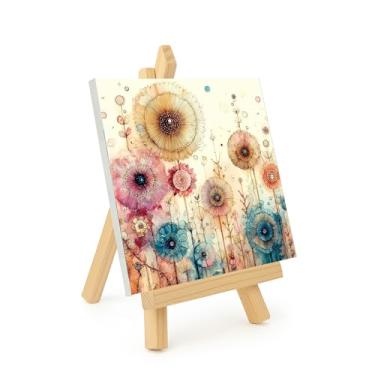 Imagem de NDNXYXGS Kits de pintura de dente-de-leão por números para adultos com cavalete, kits de pintura emoldurada por números em tela, colorir por números, presentes de acrílico para adultos, decoração de