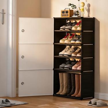 Imagem de Sapateira Organizadora Fechada Vertical 5 Andares com Portas，Armário Multiuso Organizador Empilhável de Grande Capacidade para Hall de Entrada, Quarto, Sala, Dormitório e Closet