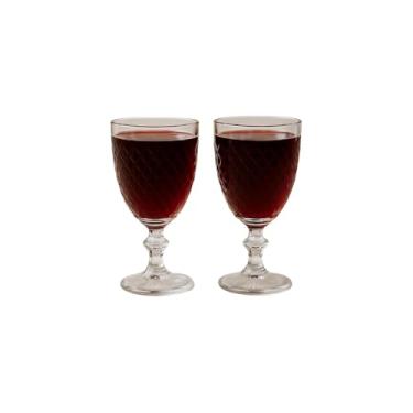 Imagem de Conjunto de 2 Taças para Vinho Bico de Abacaxi, Vidro Transparente, 230ml, 16cm Altura, Design Clássico Português