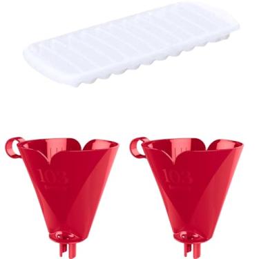 Imagem de Kit com 2 Suporte de Filtro de Café Vermelho 103 + 1 Forma de Gelo em Cubos Plástica