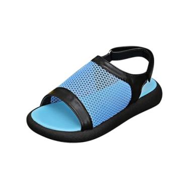 Imagem de Sandálias rasteiras femininas com design aberto na parte superior de malha para uso respirável na primavera e no verão, Azul royal, 34