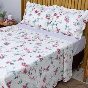 Imagem de Cobre Leito Solteiro 2 peças Colcha Dupla Face Matelado c/ Porta Trave