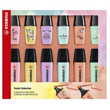 Imagem de Kit Marca Texto Pasteis – STABILO BOSS ORIGINAL Pastel e Mini Pastellove – Kit com 12 unidades - Cores pasteis sortidas