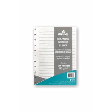 Imagem de Refil para Caderno de Disco Colegial Planner 50 Folhas 90 g/m², Papel offset, (17x24 cm), Branco, Romitec